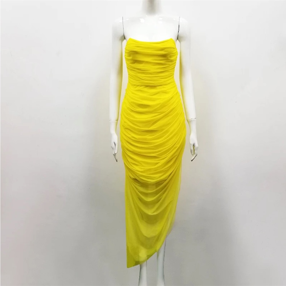 Yellow Rouched Dress - Picture 2 of 3